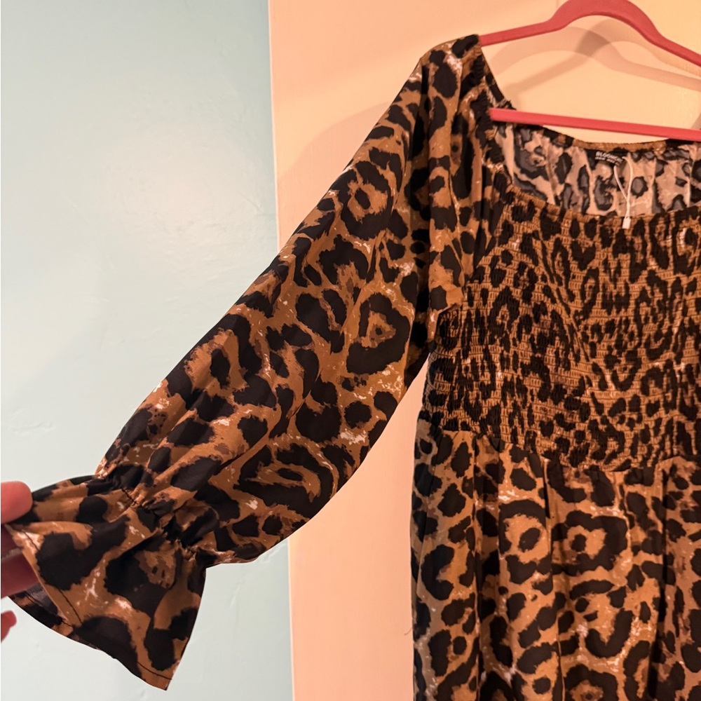 BloomChic Tan and Black Animal Print Dress